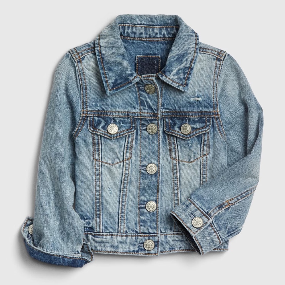 BabyGap Icon Denim Jacket girl 12-18 month stone wash light
